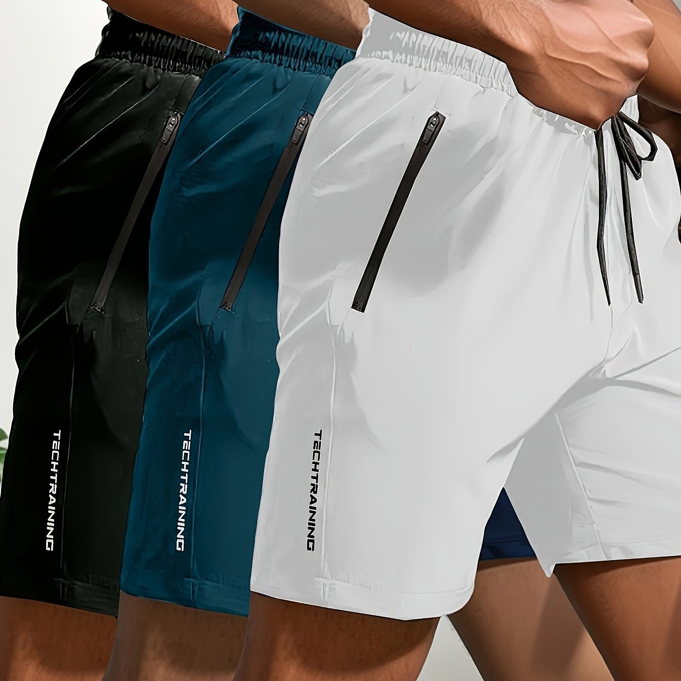 3pcs Men's Quick-Dry Breathable Athletic Shorts