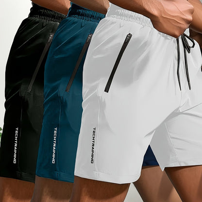 3pcs Men's Quick-Dry Breathable Athletic Shorts