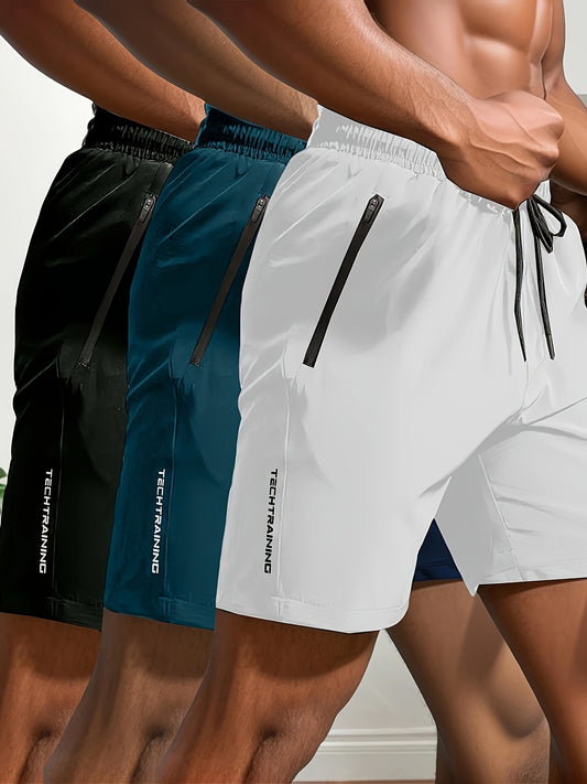 3pcs Men's Quick-Dry Breathable Athletic Shorts
