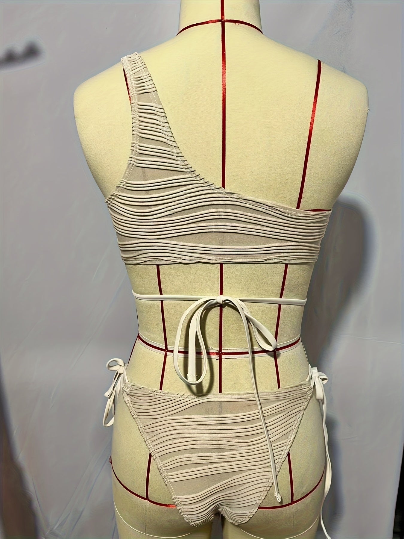 Asymmetric One Shoulder Criss Cross Bikini 2 Piece Set