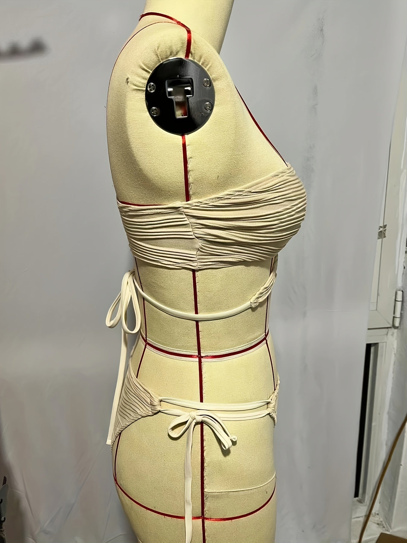 Asymmetric One Shoulder Criss Cross Bikini 2 Piece Set