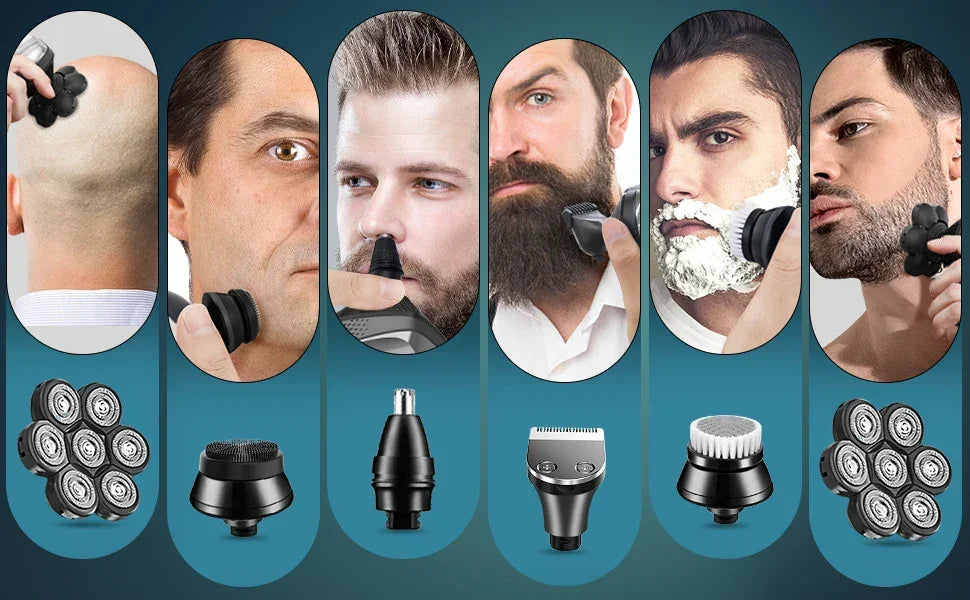 Kensen 5 In 1 Electric Shaver 7D Floating Cutter Head Rechargeable Shaver Kit For Men IPX6 Waterproof Beard Trimmer head shavers - Empire P.E