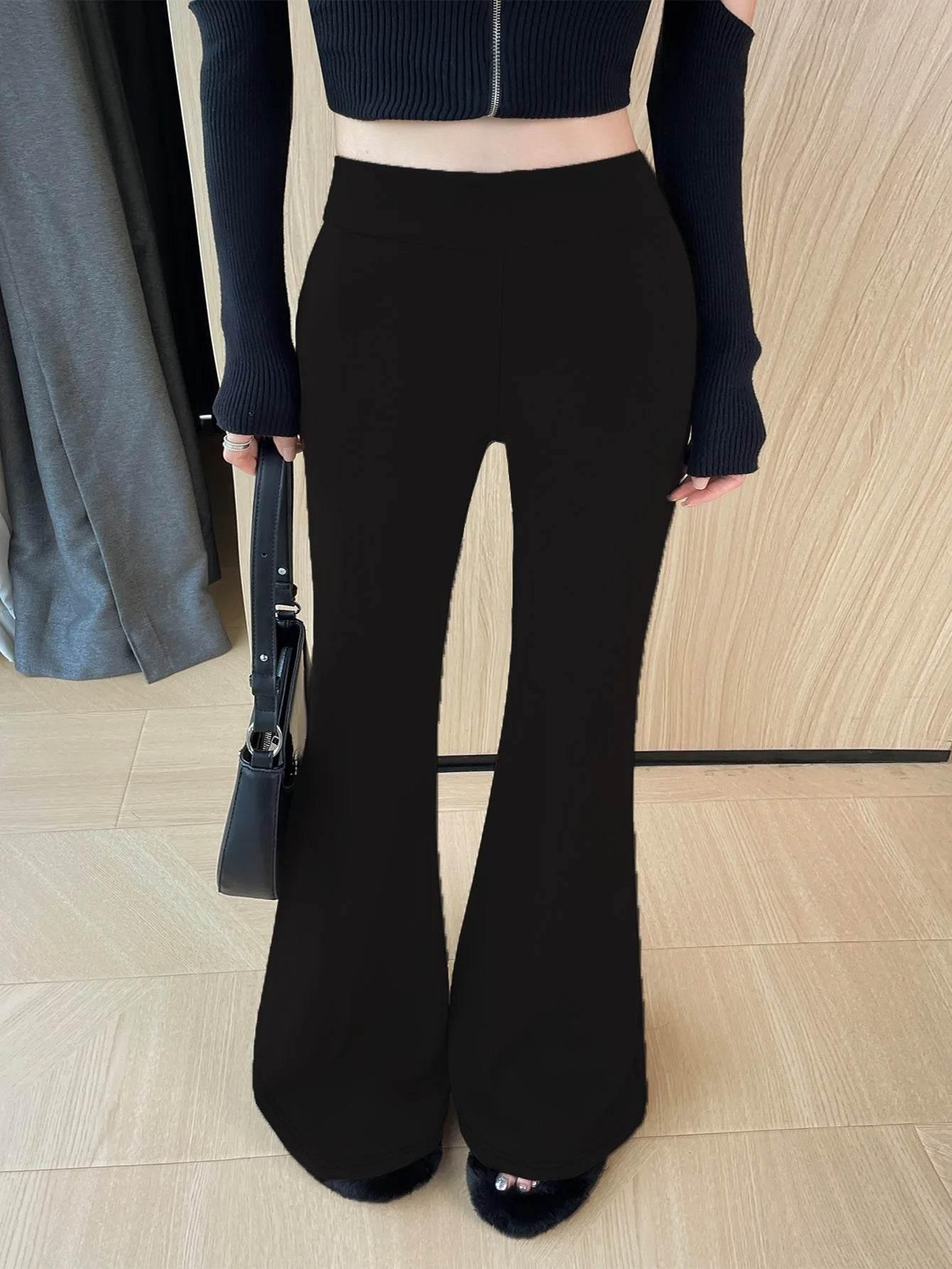 Women's plus Size British Style Summer Fashion Loose Pants Solid Color Flared Trousers - Empire P.E