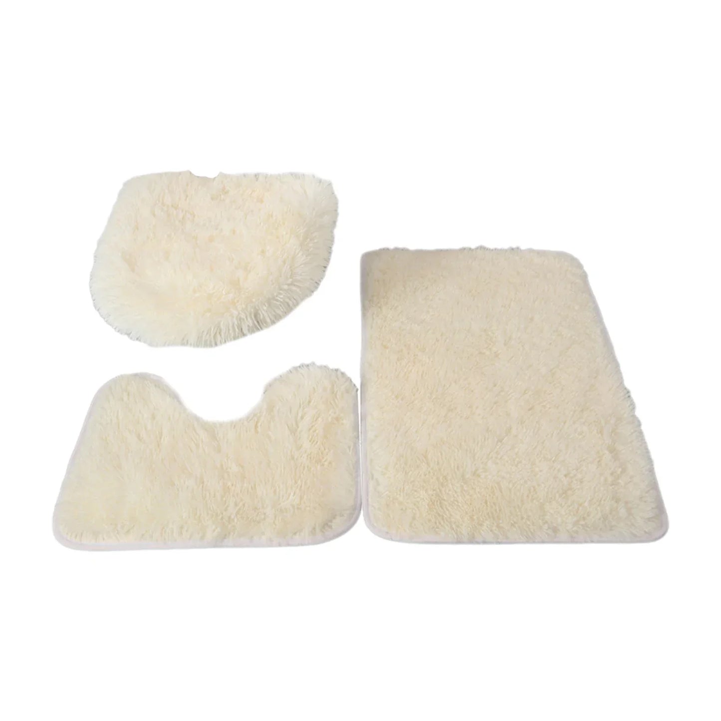 3x Bath Mats Set for Bathroom with Toilet Lid Cover Absorbent Suit - Empire P.E