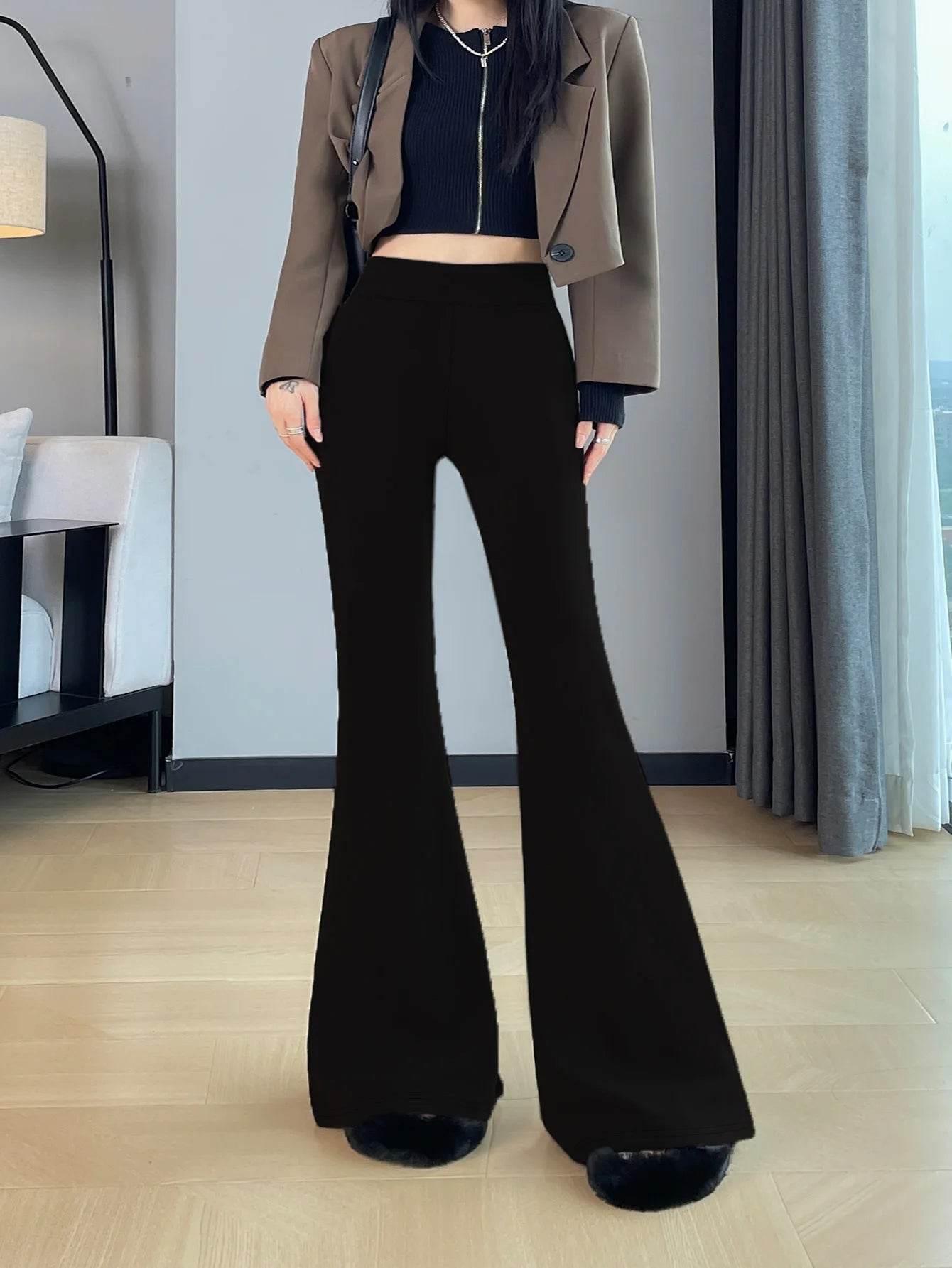 Women's plus Size British Style Summer Fashion Loose Pants Solid Color Flared Trousers - Empire P.E