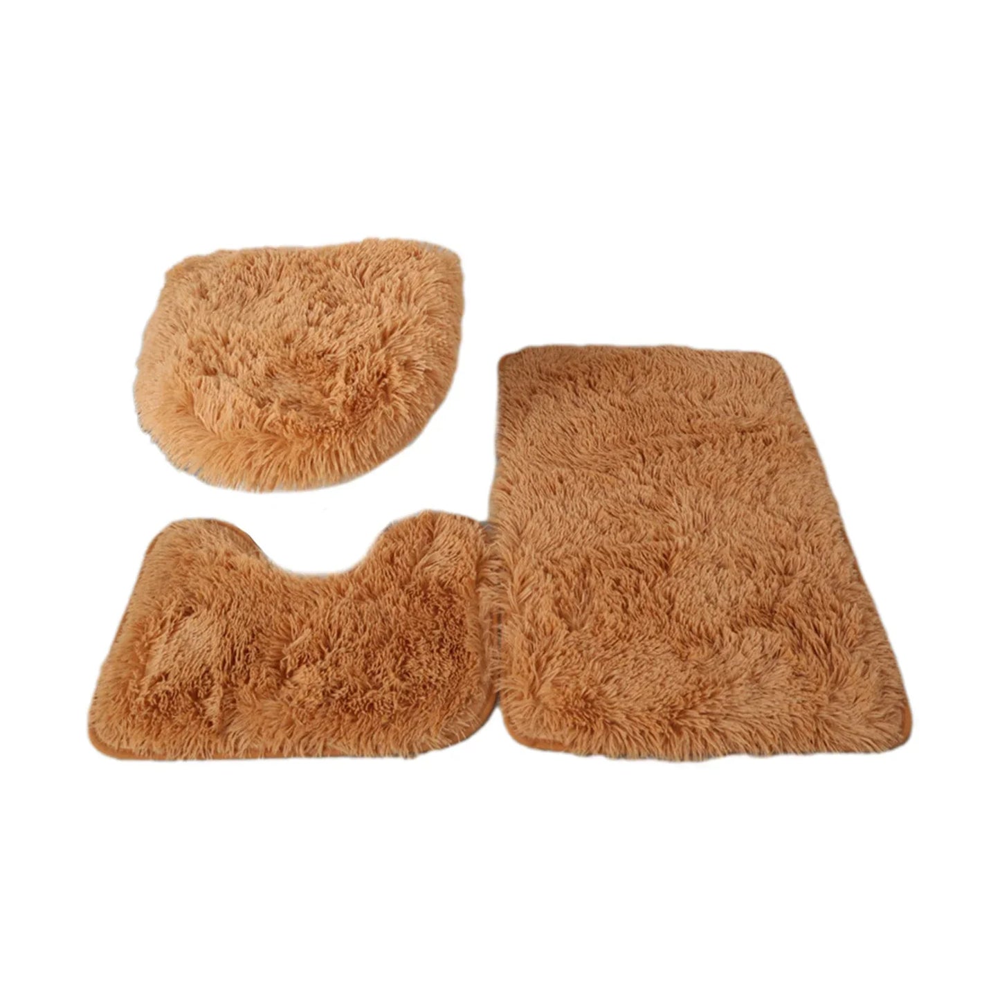 3x Bath Mats Set for Bathroom with Toilet Lid Cover Absorbent Suit - Empire P.E