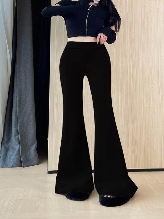 Women's plus Size British Style Summer Fashion Loose Pants Solid Color Flared Trousers - Empire P.E