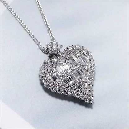 Heart Lab Diamond Pendant Real 925 Sterling Silver moissanite Jewelry - Empire P.E