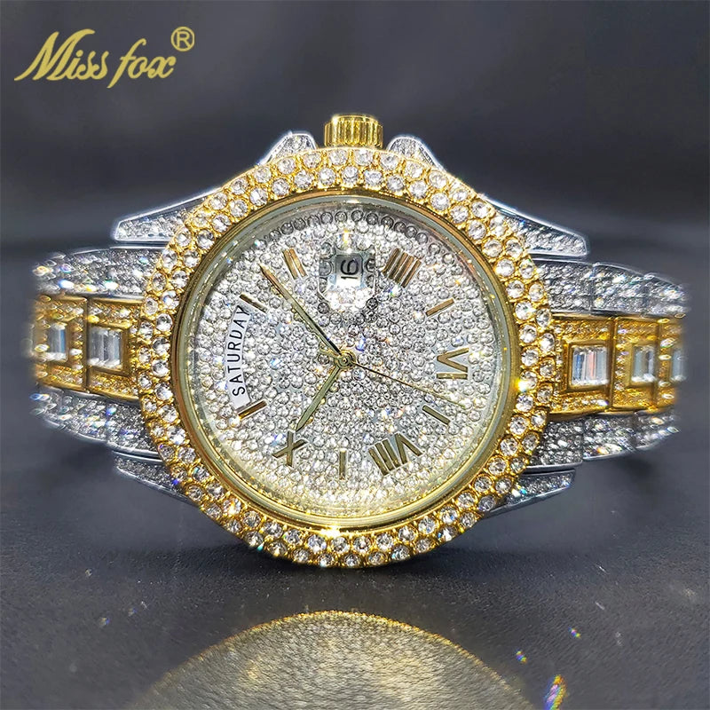 18K Gold Men Luxury Designer Diamond Watch
