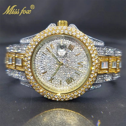 18K Gold Men Luxury Designer Diamond Watch