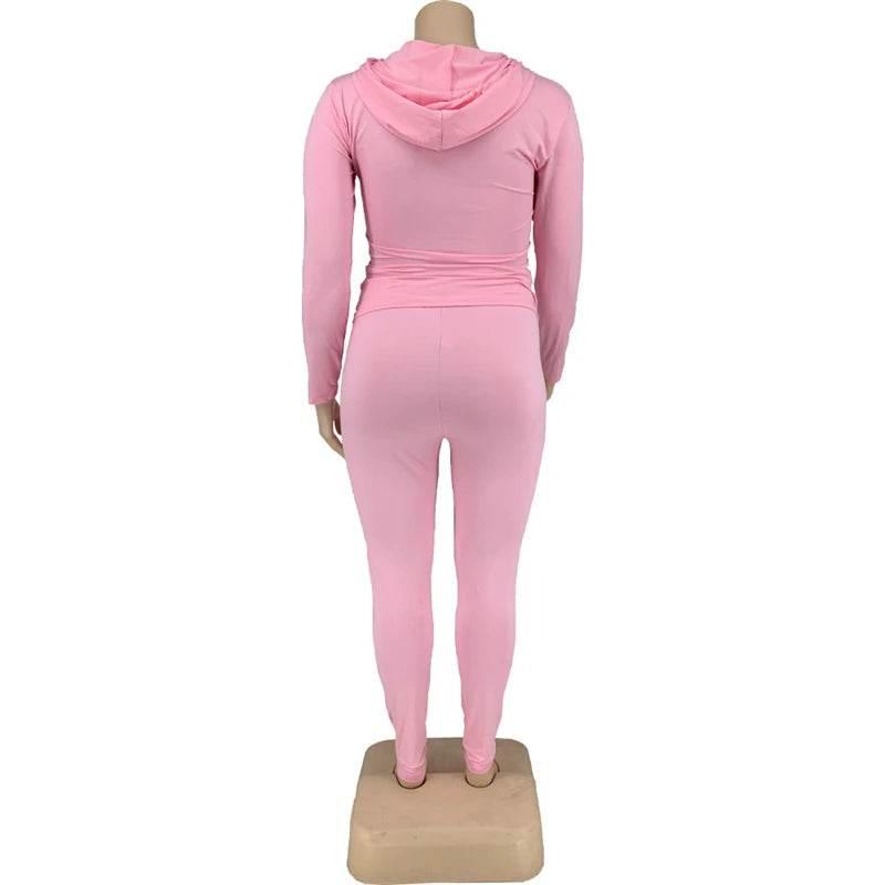Plus Size Women Clothing Skinny Loungewear Long Sleeve Hoodies Tracksuit Pants Two Piece Sport Set Dropshipping Wholesale - Empire P.E