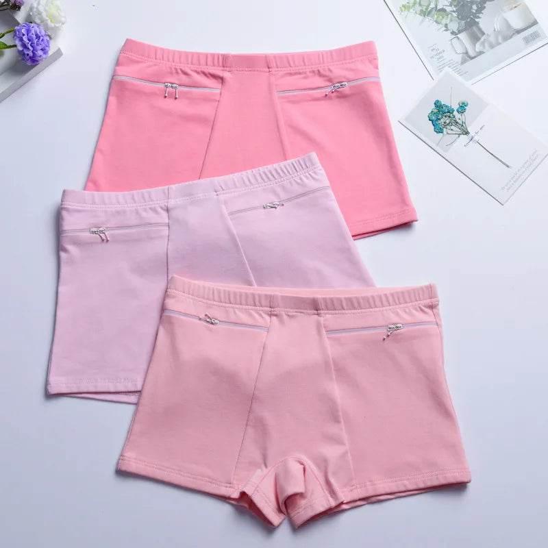 Plus Size Women Safety Short Pants Soft Boyshort Under Skirt Shorts With Zipper Pockets Breathable Theft-proof Female Underwear - Empire P.E
