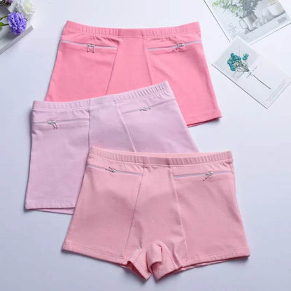 Plus Size Women Safety Short Pants Soft Boyshort Under Skirt Shorts With Zipper Pockets Breathable Theft-proof Female Underwear - Empire P.E