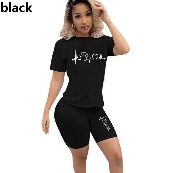 Summer Women Two Piece Set Sportswear T-Shirts and Shorts Ladies Casual O-Neck Pullover Short Sleeve - Empire P.E