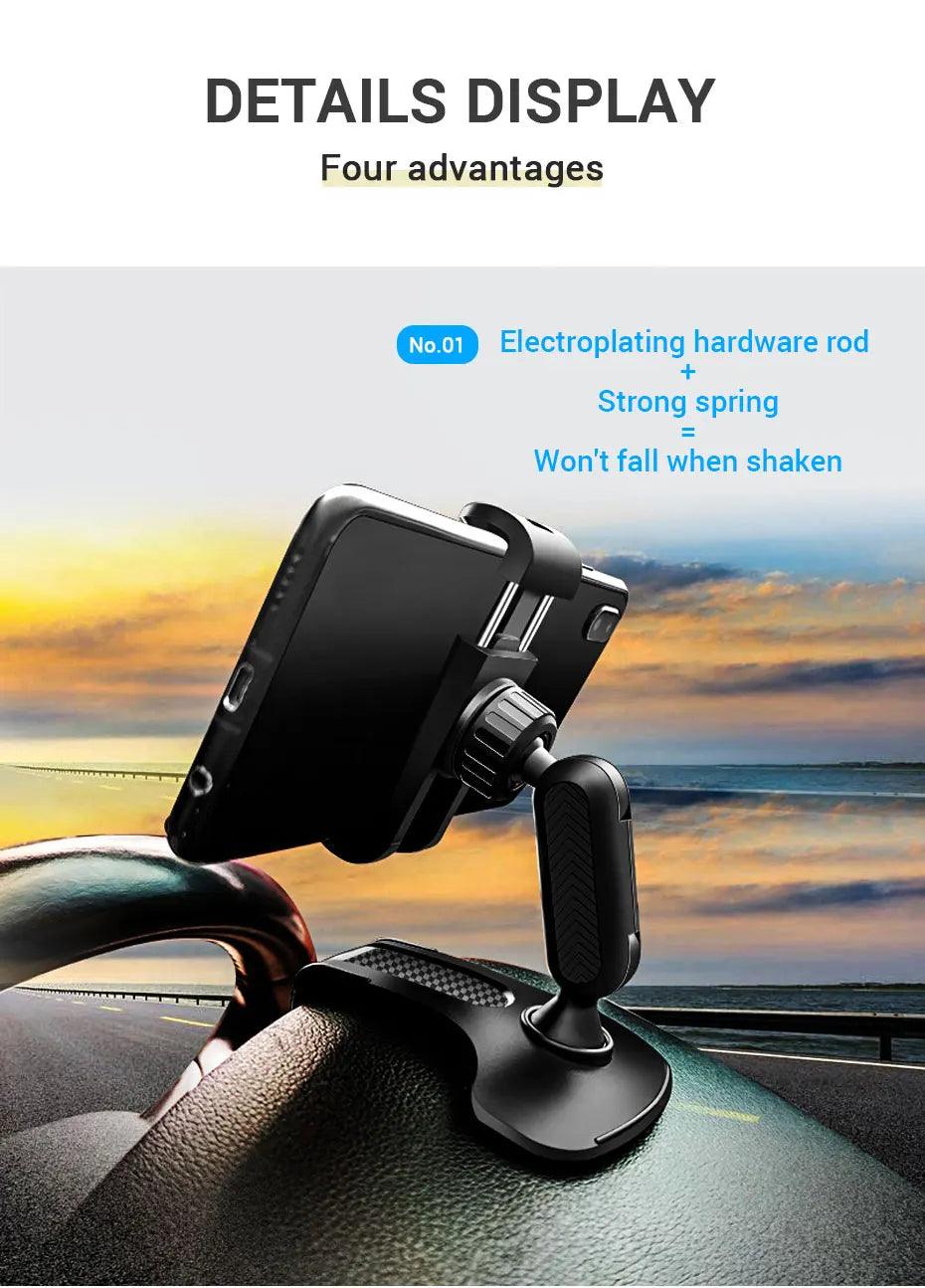 Dashboard Car Phone Holder ABS Mobile Phone Sun Visor Holder Auto Rear View Mirror Phone Support 360 Degree Rotation Accessories - Empire P.E