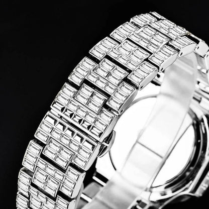 Luxury Iced Out Watch For Men Hip Hop Diamond Silver Quartz reloj hombre High End Dive Stainless Steel Male Watches Dropshipping - Empire P.E
