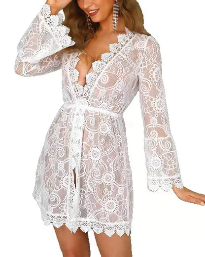 Women Floral Sheer Lace Bikini Cover-Ups Summer Beach Dress