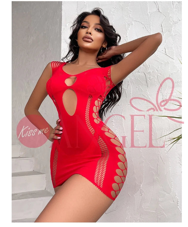 Erotic Pantyhose Dress Hollow Out Fishnet