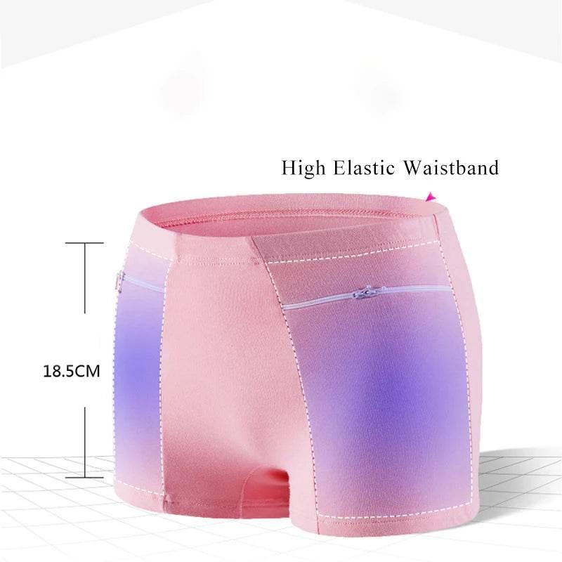 Plus Size Women Safety Short Pants Soft Boyshort Under Skirt Shorts With Zipper Pockets Breathable Theft-proof Female Underwear - Empire P.E