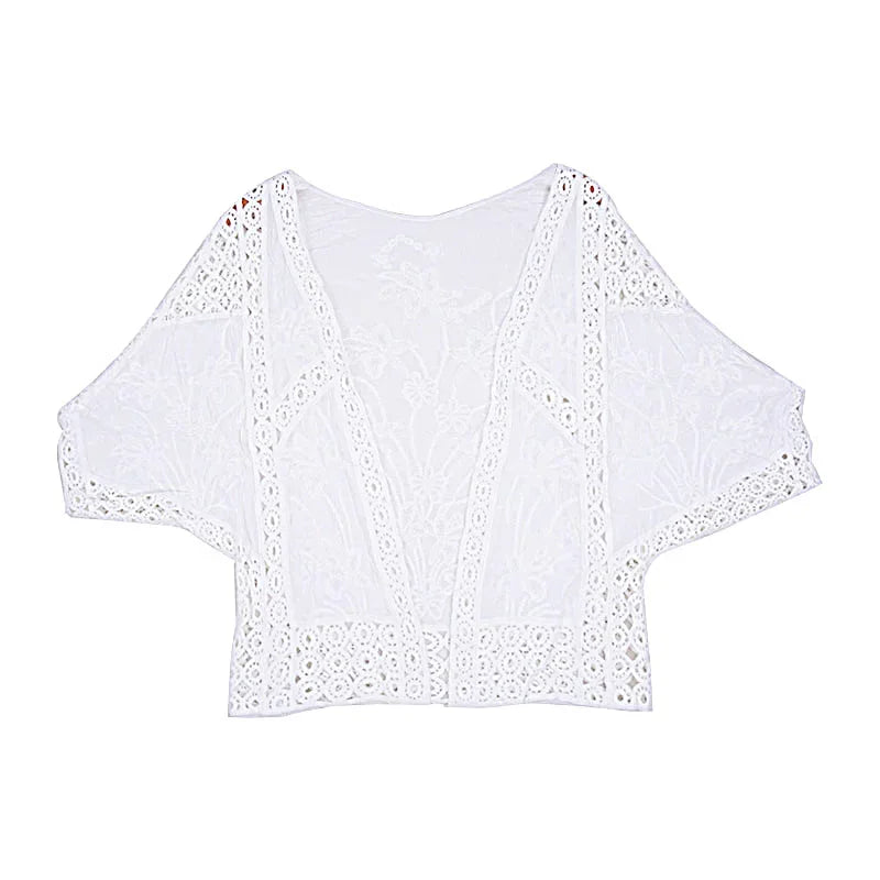 Women's Cute White Floral Embroidered Summer Top