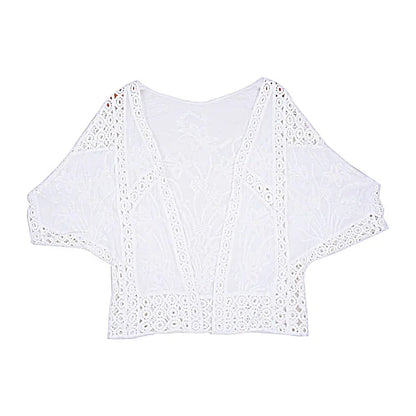 Women's Cute White Floral Embroidered Summer Top
