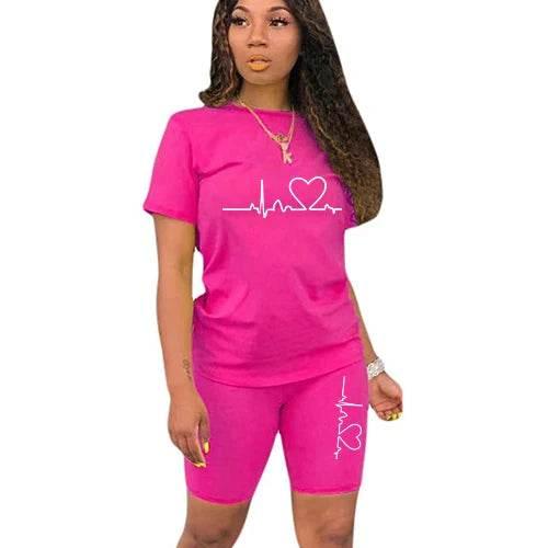 Summer Women Two Piece Set Sportswear T-Shirts and Shorts Ladies Casual O-Neck Pullover Short Sleeve - Empire P.E
