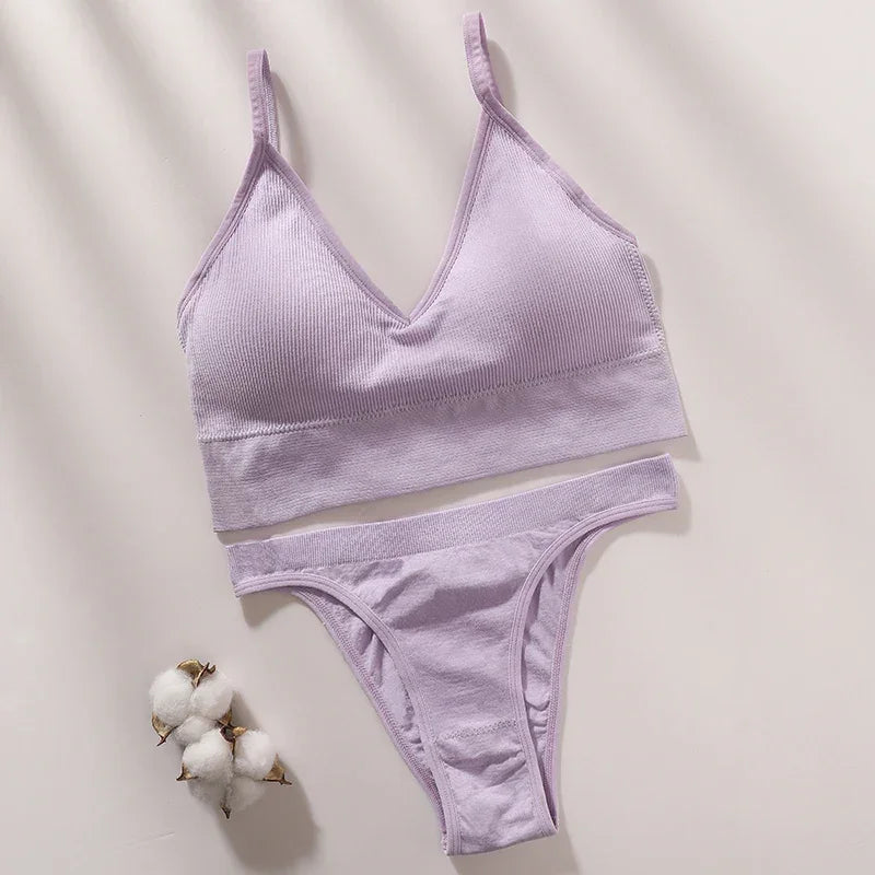 Women Seamless Bra Set Low Rise Brazilian Panties - Empire P.E