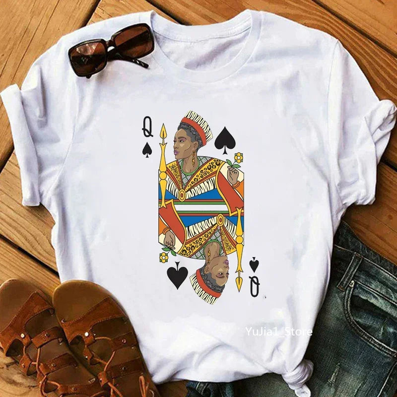 Flower Curly Puff Hair African Black Girl Print Tee Shirt - Empire P.E