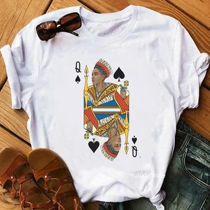 Flower Curly Puff Hair African Black Girl Print Tee Shirt - Empire P.E