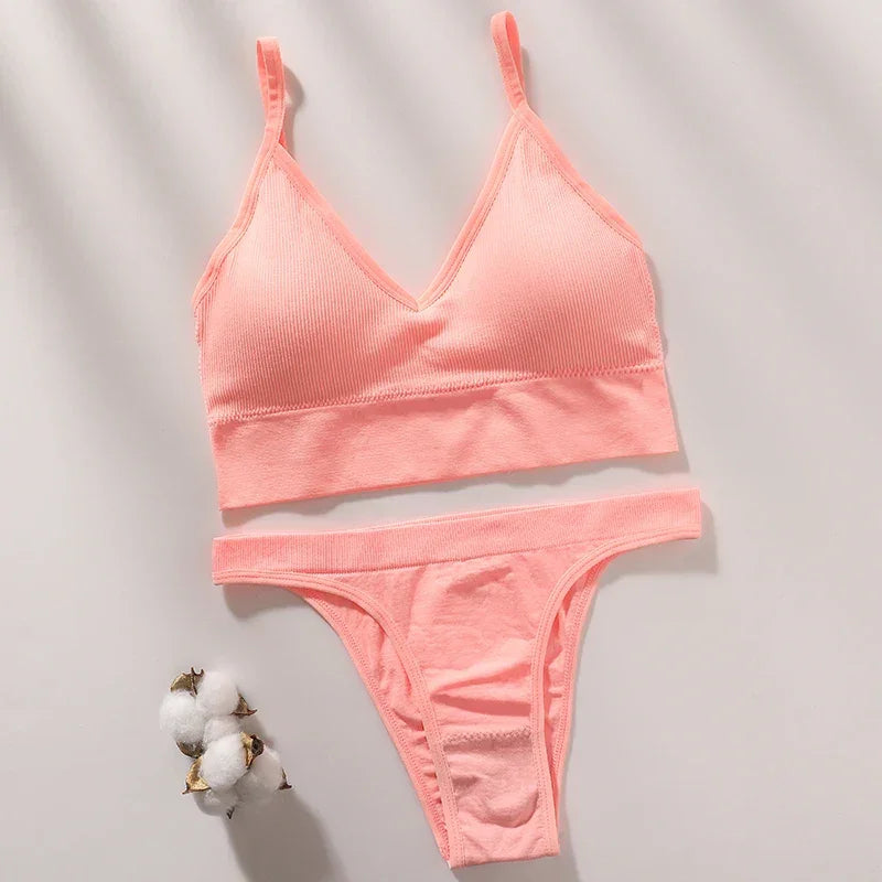 Women Seamless Bra Set Low Rise Brazilian Panties - Empire P.E