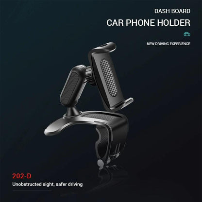 Dashboard Car Phone Holder ABS Mobile Phone Sun Visor Holder Auto Rear View Mirror Phone Support 360 Degree Rotation Accessories - Empire P.E