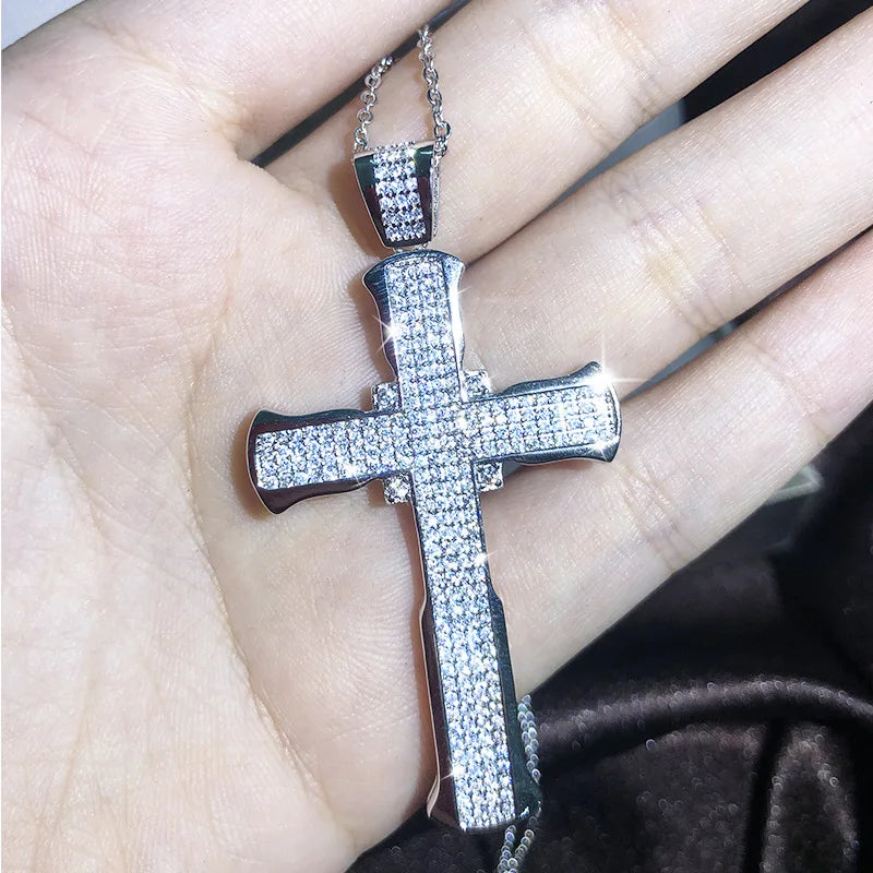 925 Silver 13 Style Cross White Zircon Pendant Necklace