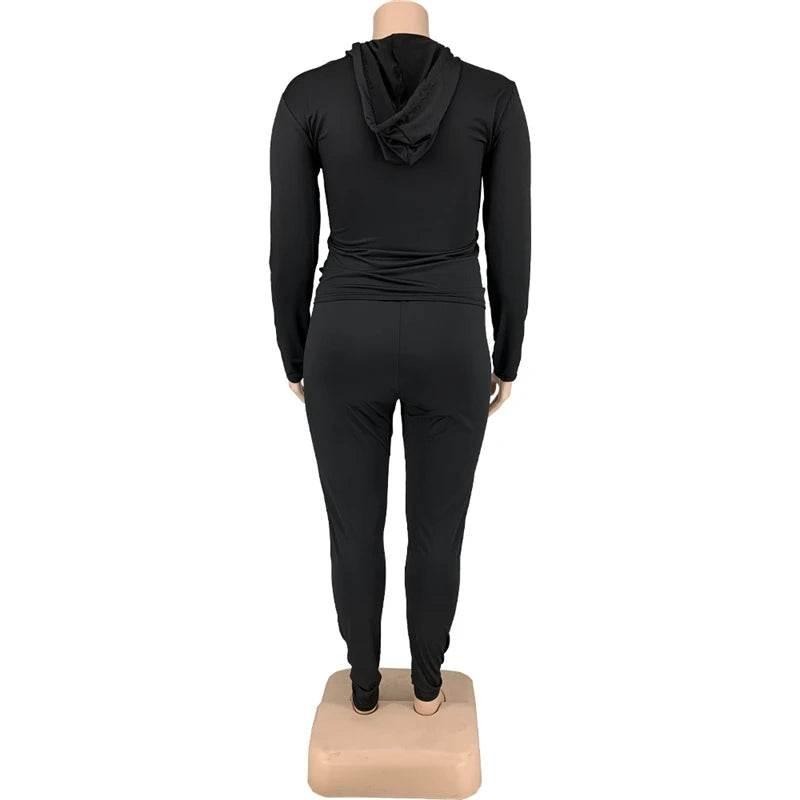 Plus Size Women Clothing Skinny Loungewear Long Sleeve Hoodies Tracksuit Pants Two Piece Sport Set Dropshipping Wholesale - Empire P.E