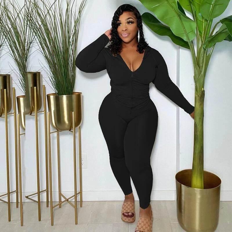 Plus Size Women Clothing Skinny Loungewear Long Sleeve Hoodies Tracksuit Pants Two Piece Sport Set Dropshipping Wholesale - Empire P.E