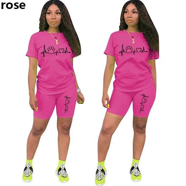 Summer Women Two Piece Set Sportswear T-Shirts and Shorts Ladies Casual O-Neck Pullover Short Sleeve - Empire P.E