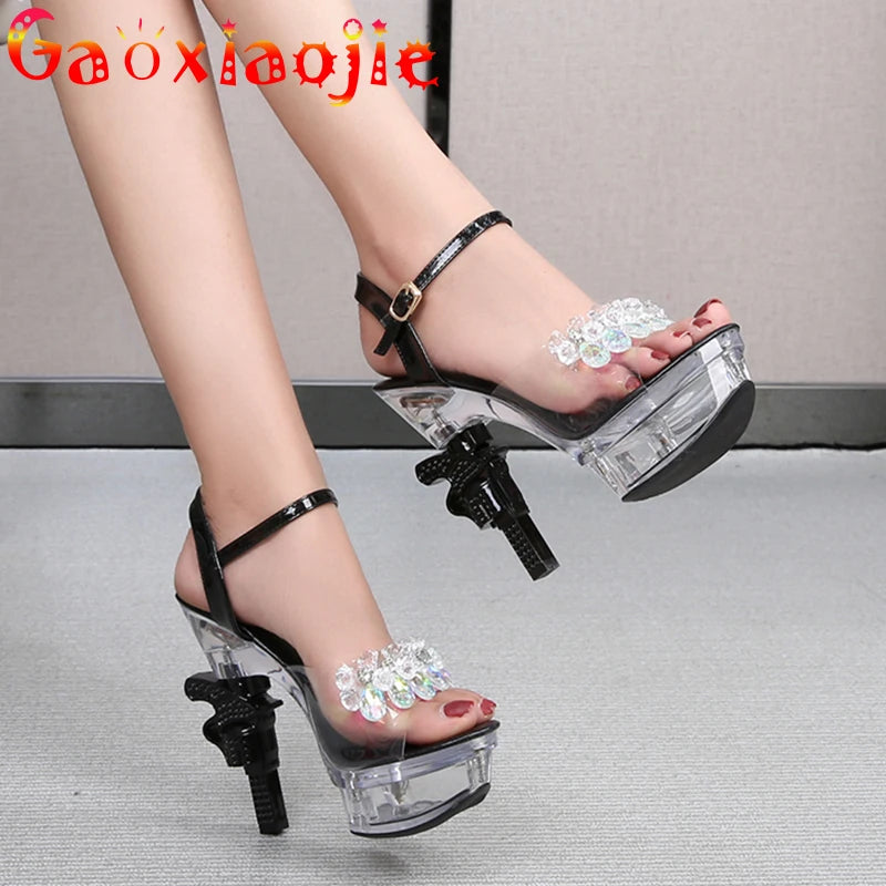 Voesnees Ultra-heeled Sandals LED Glowing Platform Women Shoes