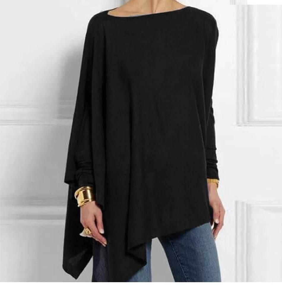 Cotton Irregular Women Blouses Shirt 2022 Autumn Female Solid Pullover Tops Casual O Neck Long Sleeve Blouse Ladies Tunic Blusas - Empire P.E