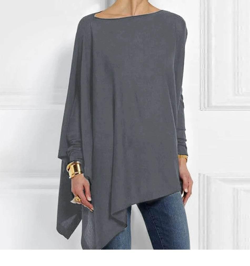 Cotton Irregular Women Blouses Shirt 2022 Autumn Female Solid Pullover Tops Casual O Neck Long Sleeve Blouse Ladies Tunic Blusas - Empire P.E