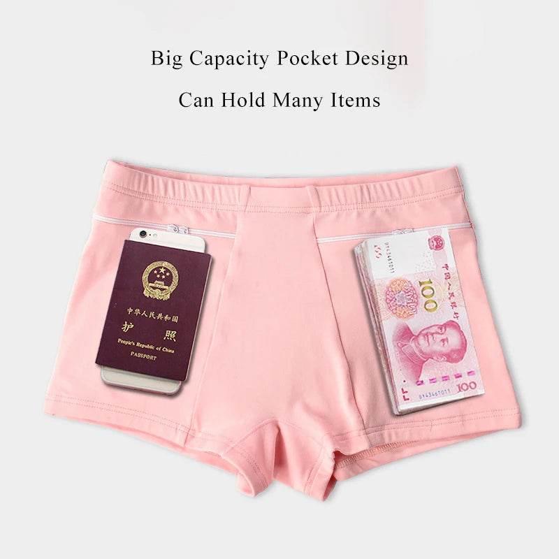 Plus Size Women Safety Short Pants Soft Boyshort Under Skirt Shorts With Zipper Pockets Breathable Theft-proof Female Underwear - Empire P.E