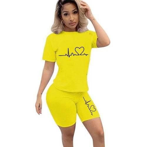 Summer Women Two Piece Set Sportswear T-Shirts and Shorts Ladies Casual O-Neck Pullover Short Sleeve - Empire P.E