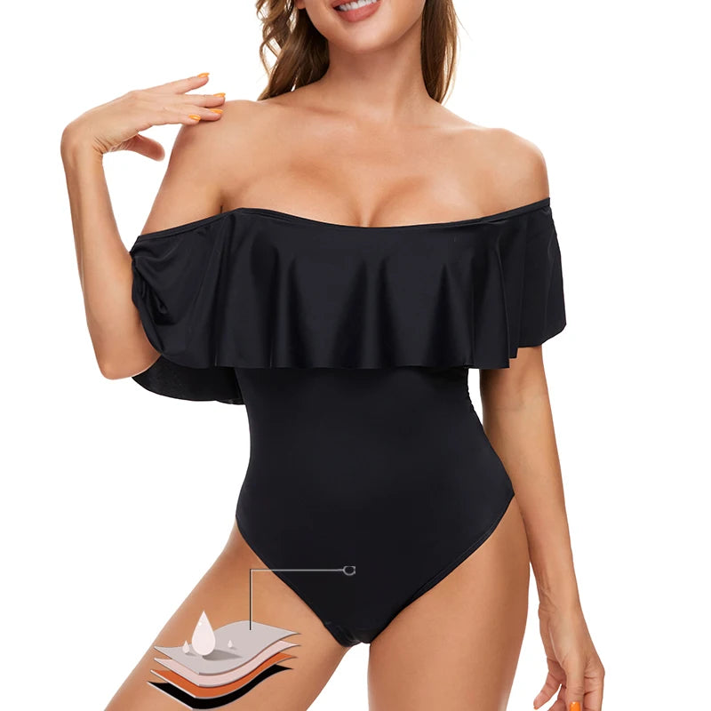 Ruffle-Strap  Women's Period One-piece Swimsuits