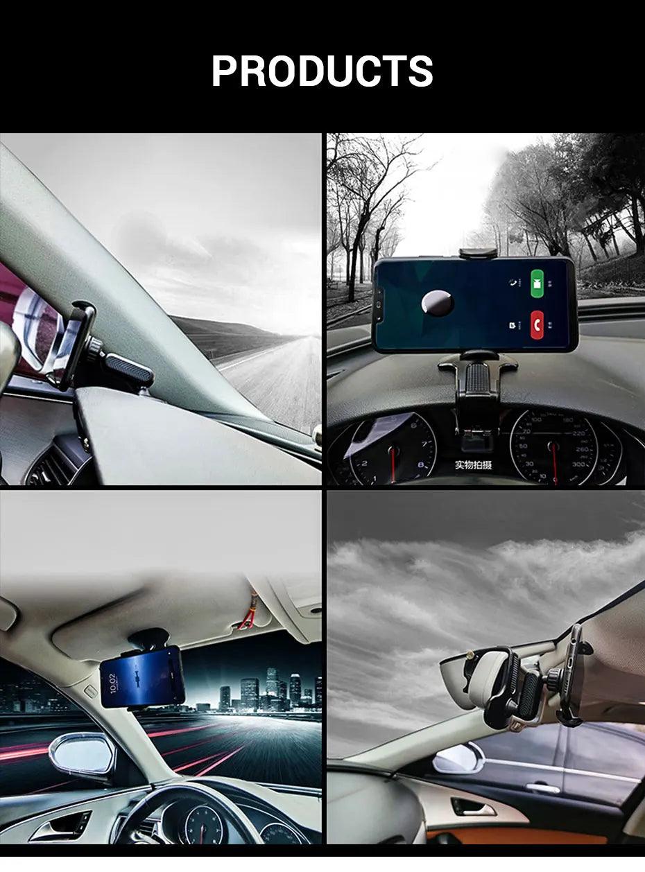 Dashboard Car Phone Holder ABS Mobile Phone Sun Visor Holder Auto Rear View Mirror Phone Support 360 Degree Rotation Accessories - Empire P.E