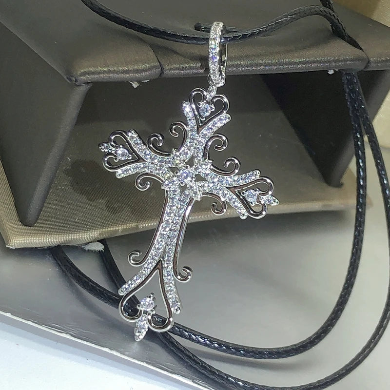 925 Silver Gothic Dark Style Cross Pendant Necklace