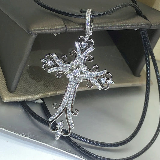 925 Silver Gothic Dark Style Cross Pendant Necklace