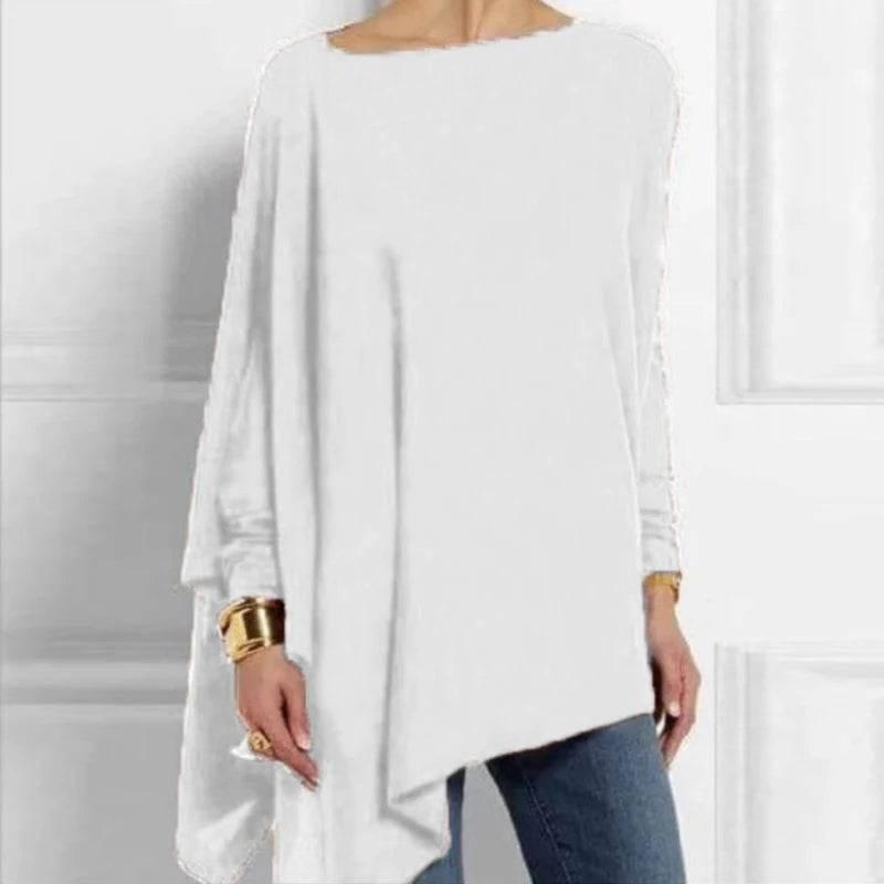 Cotton Irregular Women Blouses Shirt 2022 Autumn Female Solid Pullover Tops Casual O Neck Long Sleeve Blouse Ladies Tunic Blusas - Empire P.E