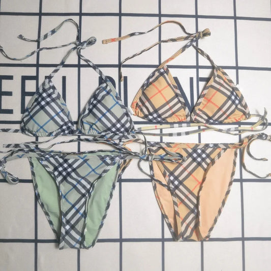 Best-selling Checked Swimsuit Bikini Set