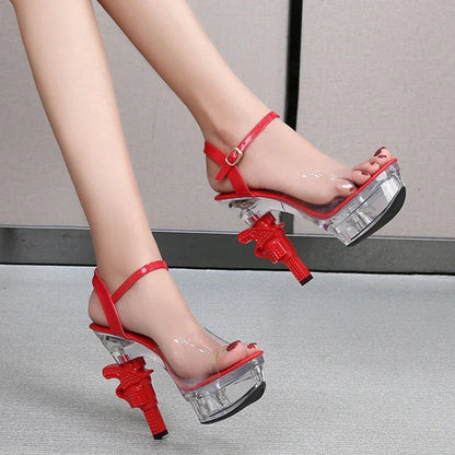 Voesnees Ultra-heeled Sandals LED Glowing Platform Women Shoes