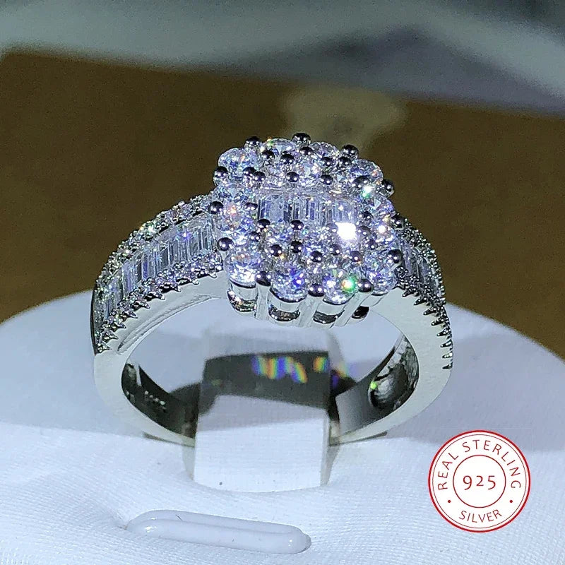 925 Silver High Quality Square White Zircon Ring For Ladies - Empire P.E