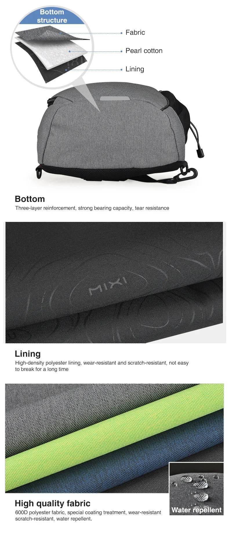 Mixi Men One Shoulder Backpack Women Sling Bag Crossbody USB Boys Cycling Sports Travel Versatile Fashion Bag Student School - Empire P.E