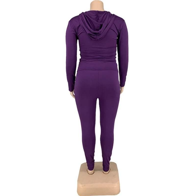 Plus Size Women Clothing Skinny Loungewear Long Sleeve Hoodies Tracksuit Pants Two Piece Sport Set Dropshipping Wholesale - Empire P.E